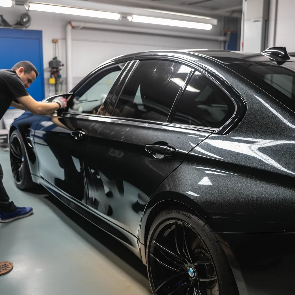 paint protection film bmw getting installed