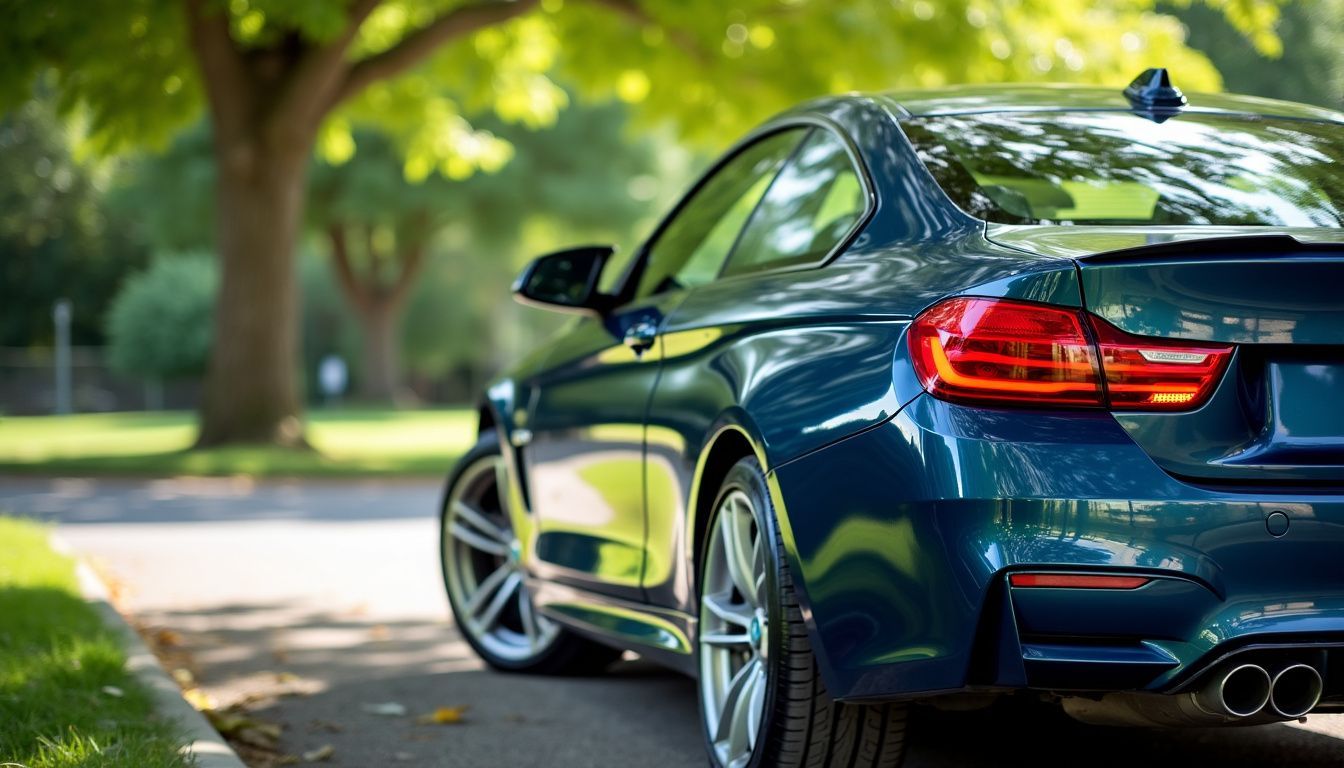 A car with ceramic coating shines under a tree, showcasing its durability and low-maintenance qualities. A car with ceramic coating shines under a tree, showcasing its durability and low-maintenance qualities.